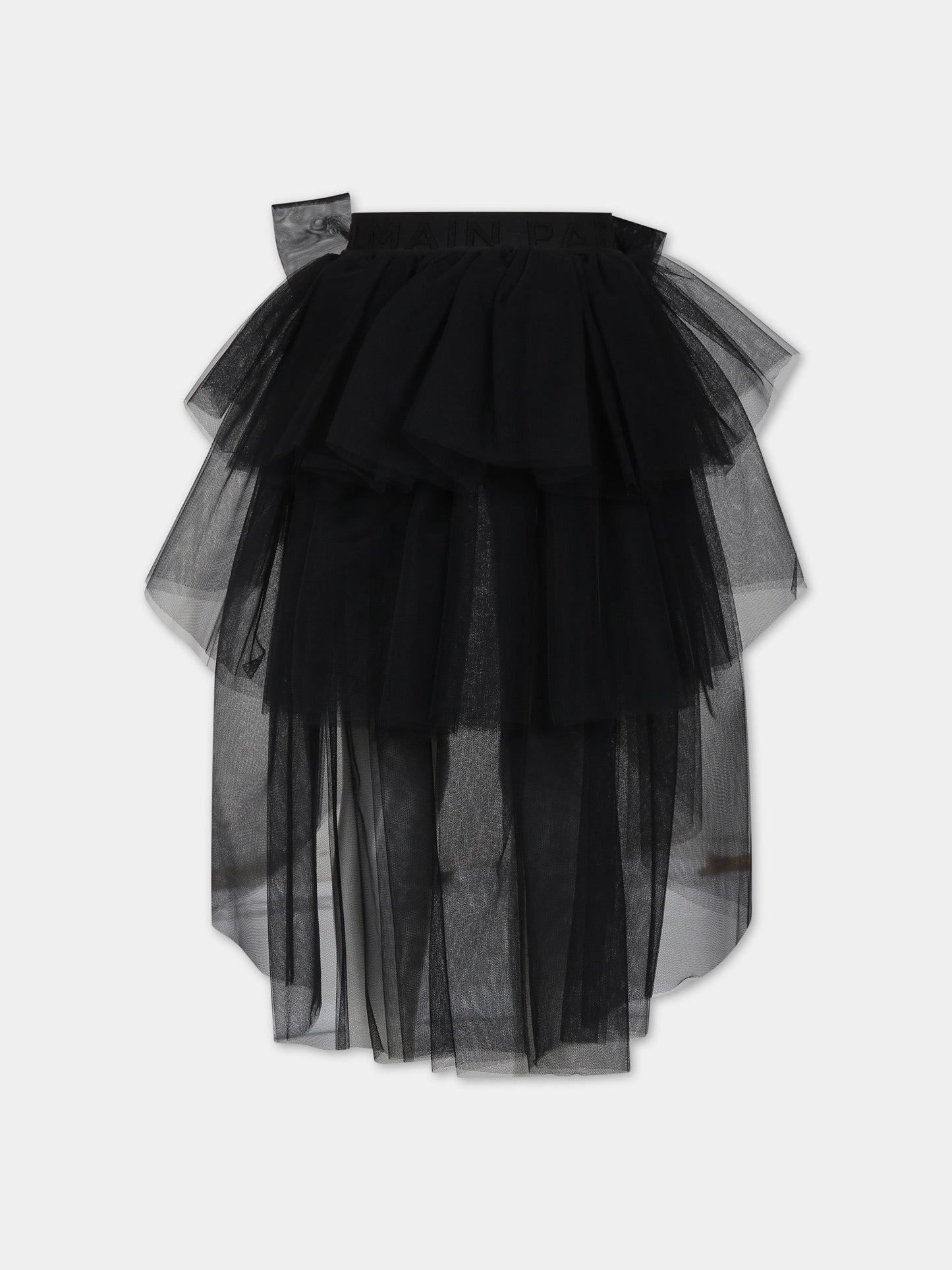 Cintura nera per bambina con fibbia e logo,Balmain Kids,BU0A51 T0002 930