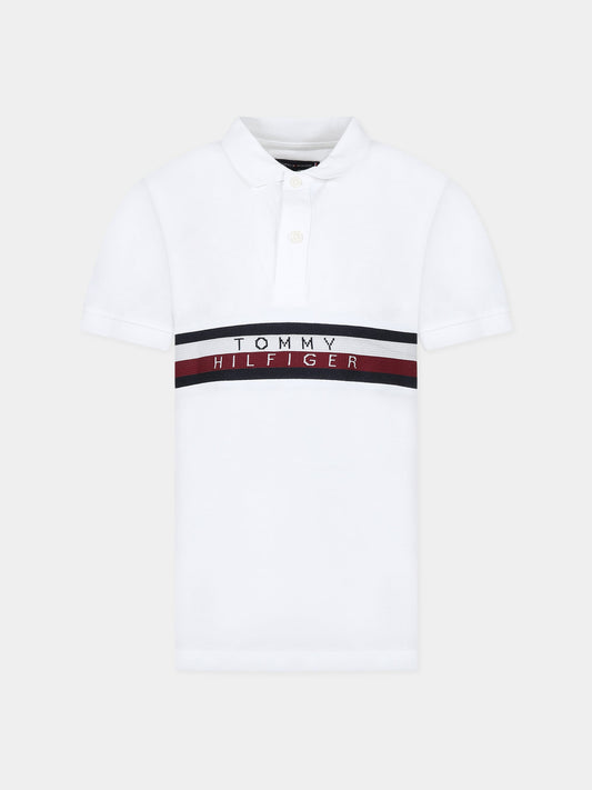 T-shirt bianca per bambino con logo,Tommy Hilfiger Junior,KB0KB08157 YBR