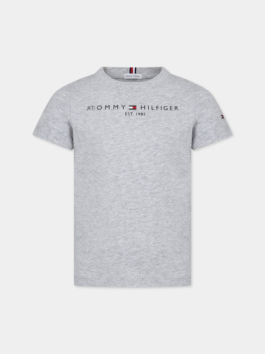 T-shirt grigia per bambino con logo,Tommy Hilfiger Junior,KS0KS00210