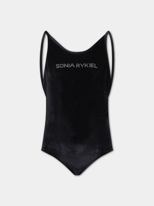 Costume nero per bambina con logo,Sonia Rykiel Paris,A17001 09B
