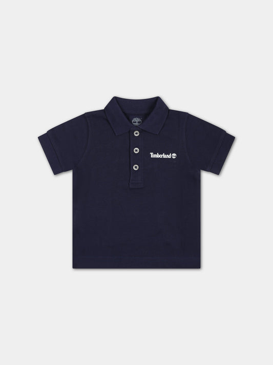Polo blu per neonato con logo,Timberland,T05K99 85T