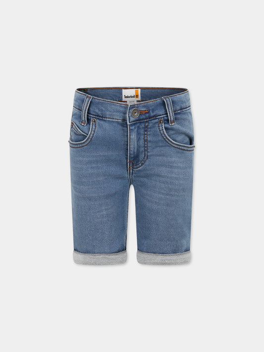 Shorts blu per bambino con logo,Timberland,T24C20 Z74