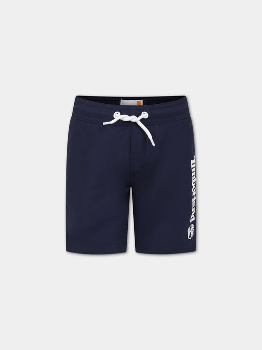 Boxer mare blu per bambino con logo,Timberland,T24C33 85T