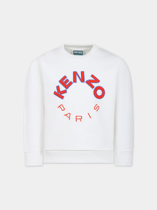 Felpa avorio per bambino con logo,Kenzo Kids,K60333 121