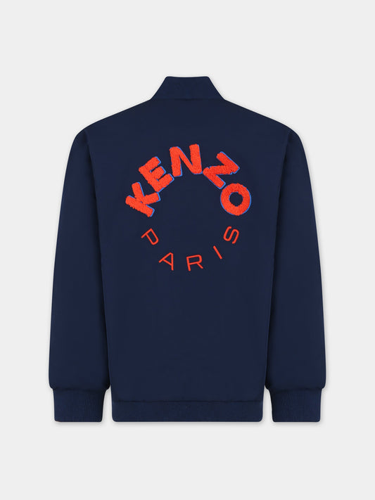 Giubbotto blu per bambino con logo,Kenzo Kids,K60288 84A