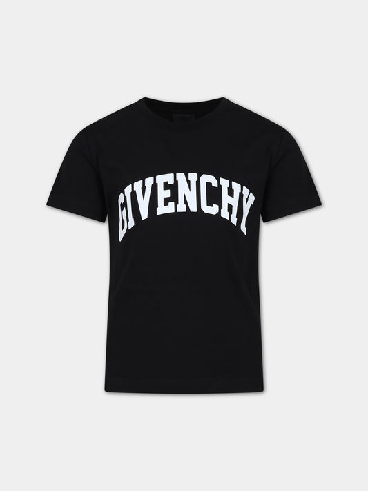 T-shirt nera per bambino con logo,Givenchy Kids,H30160 09B