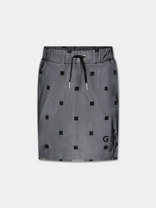 Gonna nera per bambina con motivo 4G all over,Givenchy Kids,H30029 09B