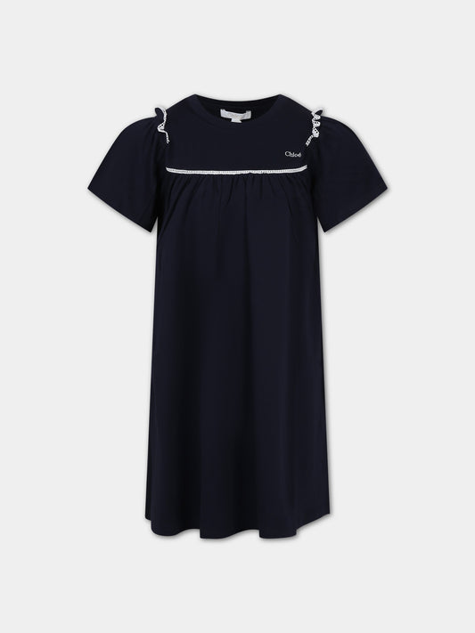 Vestito blu per neonata con logo,Chloé Kids,C20071 859