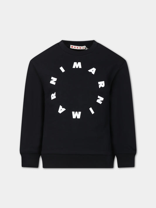 Felpa nera per bambini con logo,Marni Kids,M01116 M00NF MS118U 0M900