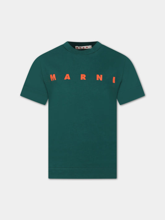 T-shirt verde per bambini con logo,Marni Kids,M002MV M00HZ MT135U 0M538