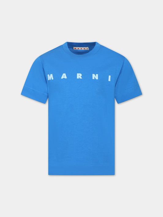 T-shirt azzurra per bambini con logo,Marni Kids,M002MV M00HZ MT135U 0M846