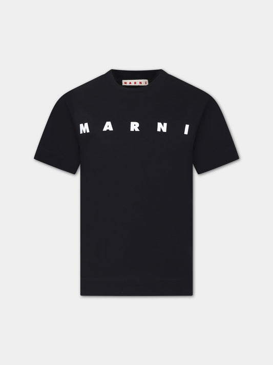 T-shirt nera per bambini con logo,Marni Kids,M002MV M00HZ MT135U 0M900