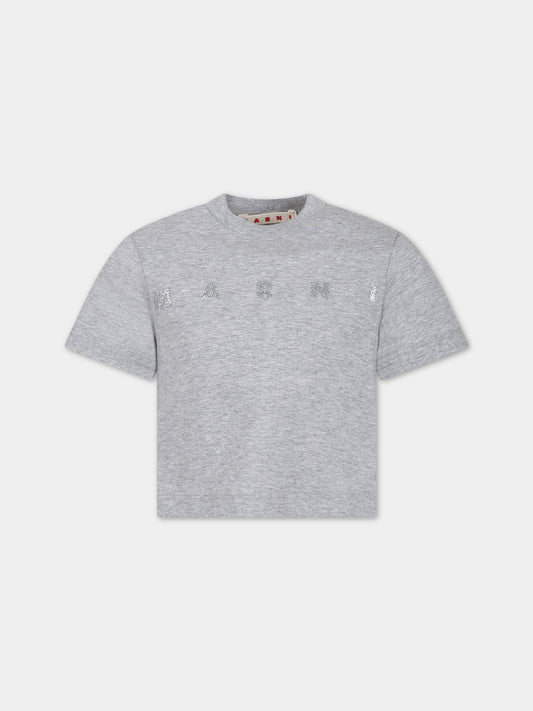 T-shirt grigia per bambina con logo,Marni Kids,M01027 M00NE MT241F 0M903