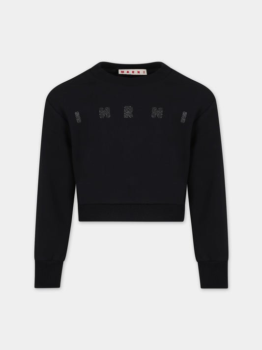 Felpa nera per bambina con logo,Marni Kids,M01100 M00SF MS117F 0M900