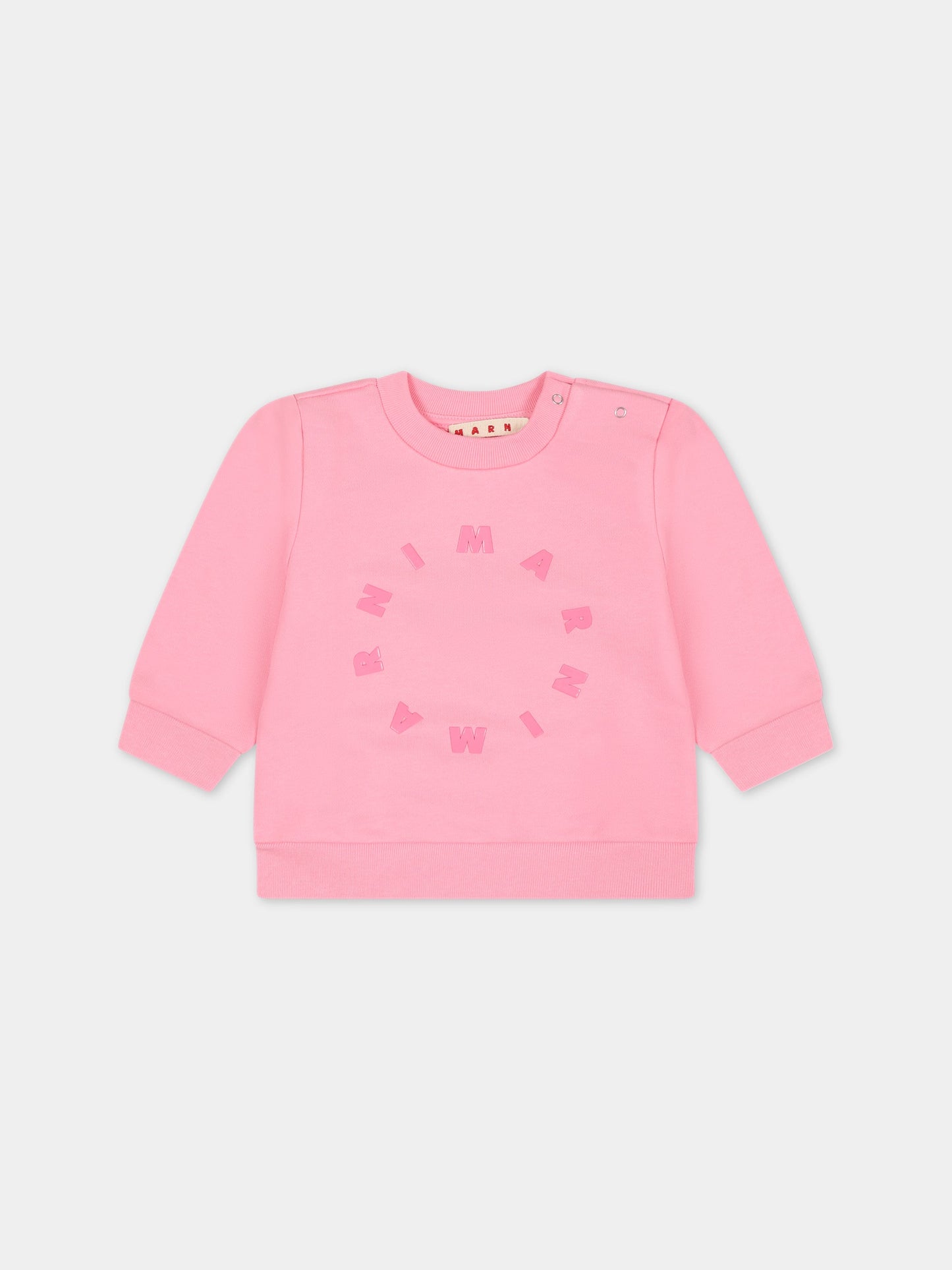 Felpa rosa per neonata con logo,Marni Kids,M01137 M00NF MS44B 0M340
