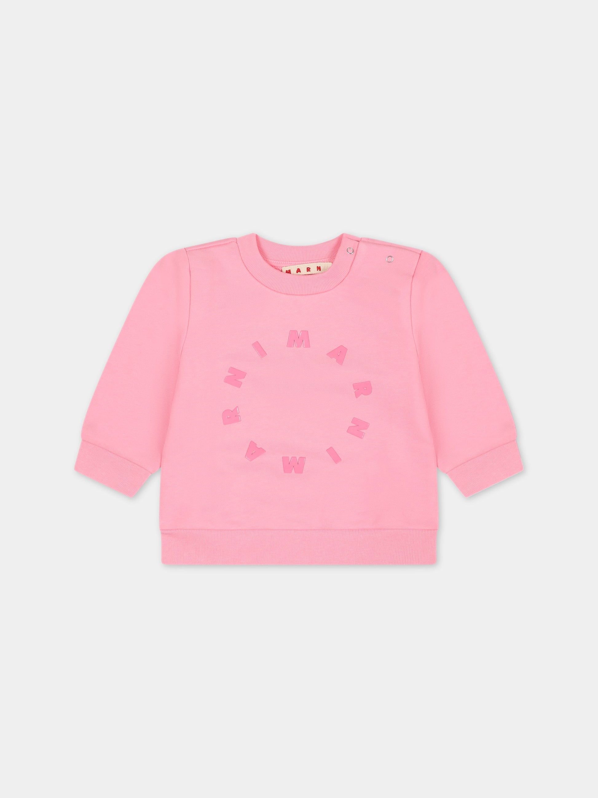 Felpa rosa per neonata con logo,Marni Kids,M01137 M00NF MS44B 0M340