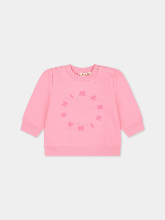 Felpa rosa per neonata con logo,Marni Kids,M01137 M00NF MS44B 0M340