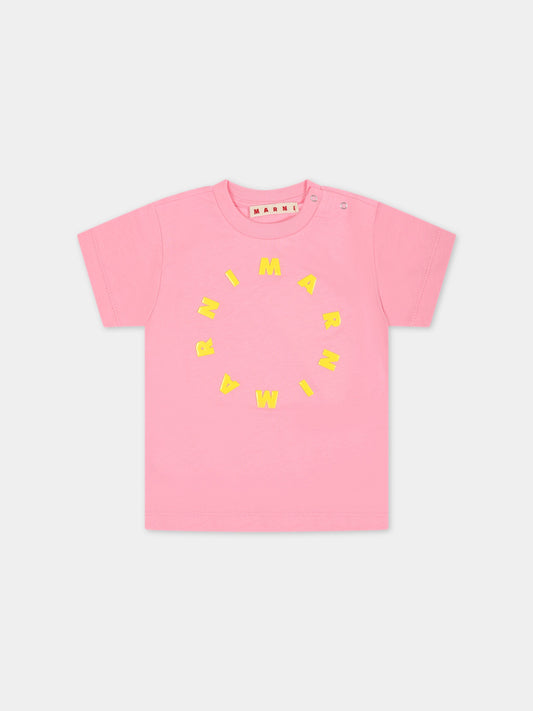 T-shirt rosa per neonata con logo,Marni Kids,M01141 M00L9 MT71B 0M340