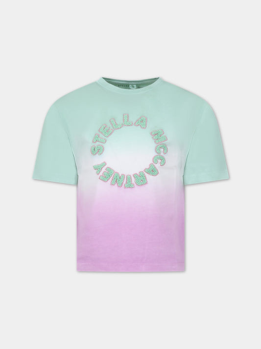 T-shirt multicolor per bambina con logo,Stella Mccartney Kids,TU8A91 Z0434 999