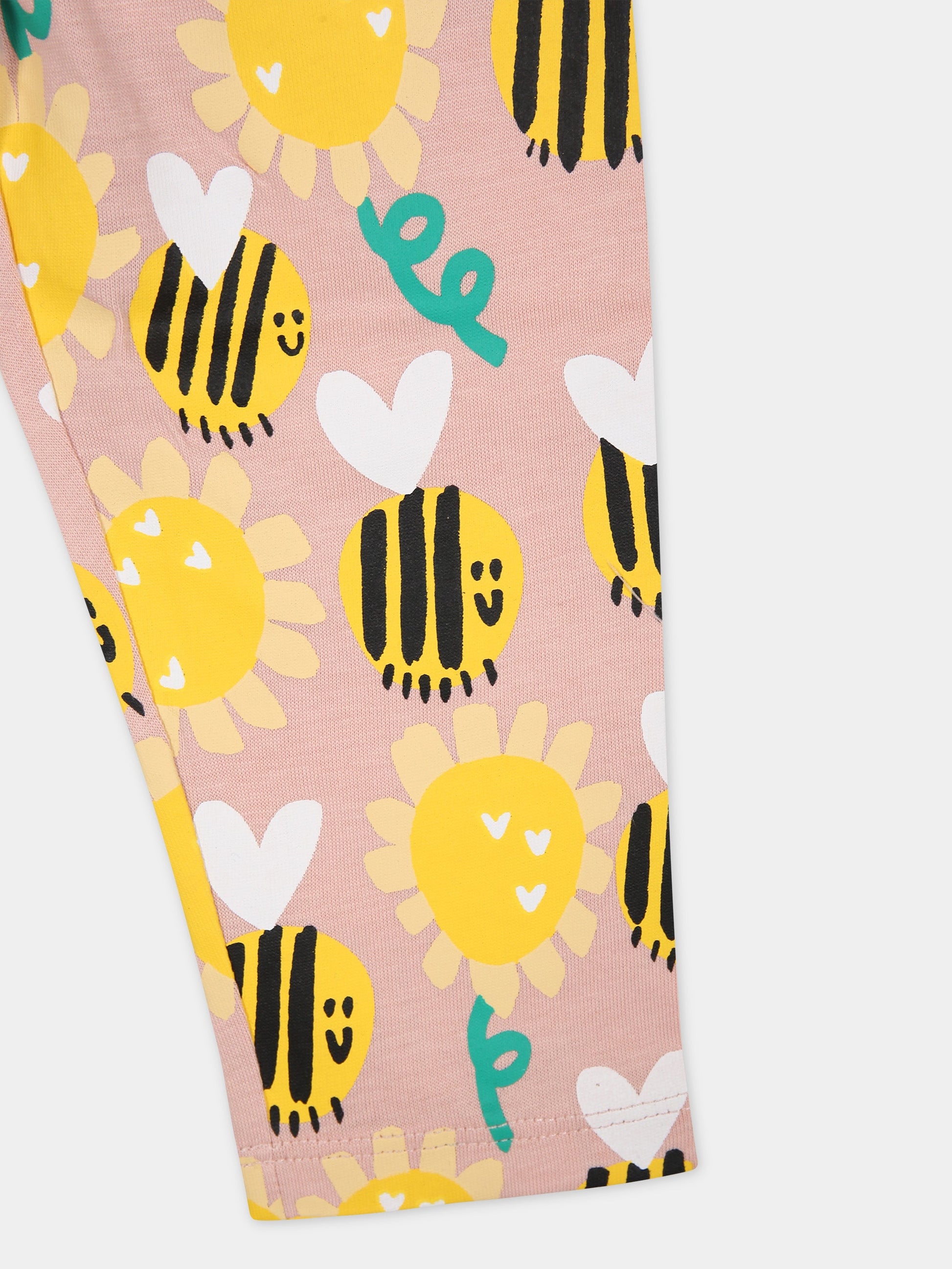 Leggings rosa per neonata con stampa api all-over,Stella Mccartney Kids,TU6110 Z1803 517MC