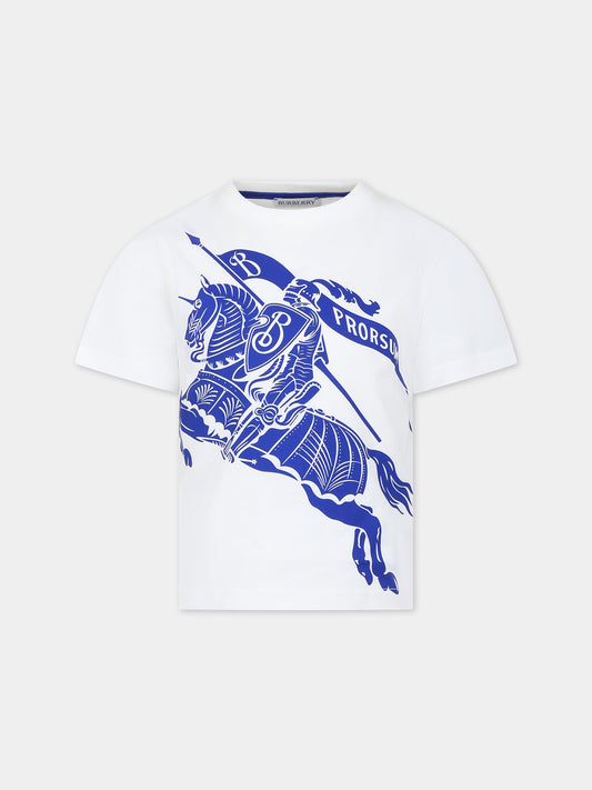 T-shirt bianca per bambino con stampa,Burberry Kids,8078326 B7347