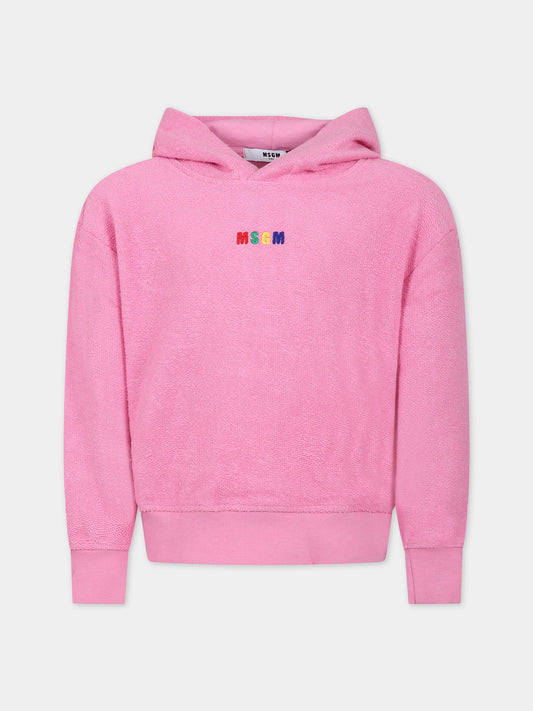 Felpa rosa per bambina con logo,Msgm Kids,MS029321 042