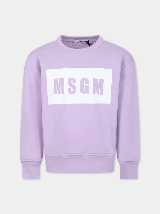 Felpa lilla per bambini con logo,Msgm Kids,MS029322 071