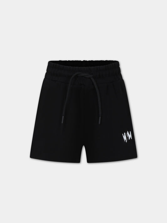 Shorts neri per bambina con logo,Msgm Kids,MS029329 110