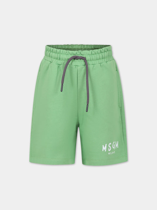 Shorts verdi per bambino con logo,Msgm Kids,MS029331 902