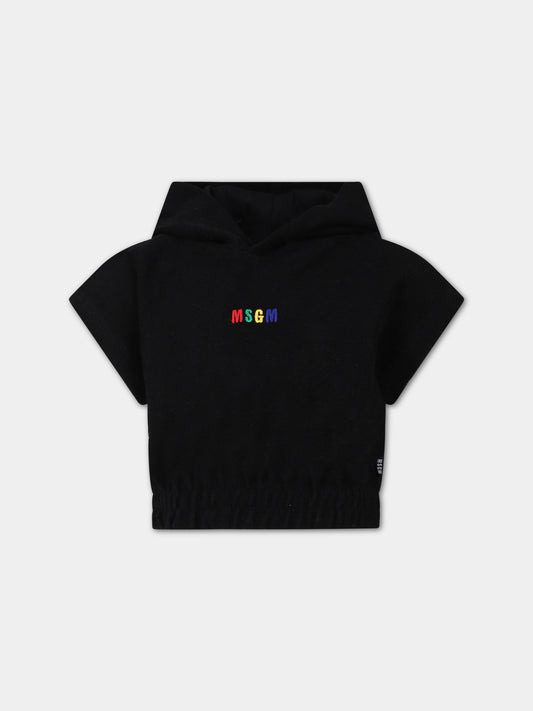 Felpa nera per bambina con logo,Msgm Kids,MS029337 110