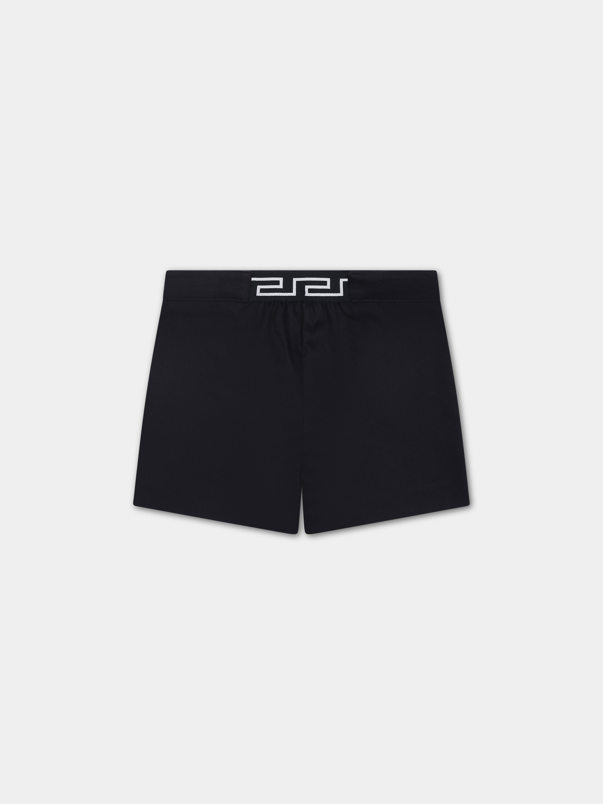 Shorts blu per neonata con bottoni oro,Versace,1014019 1A09209 1U830