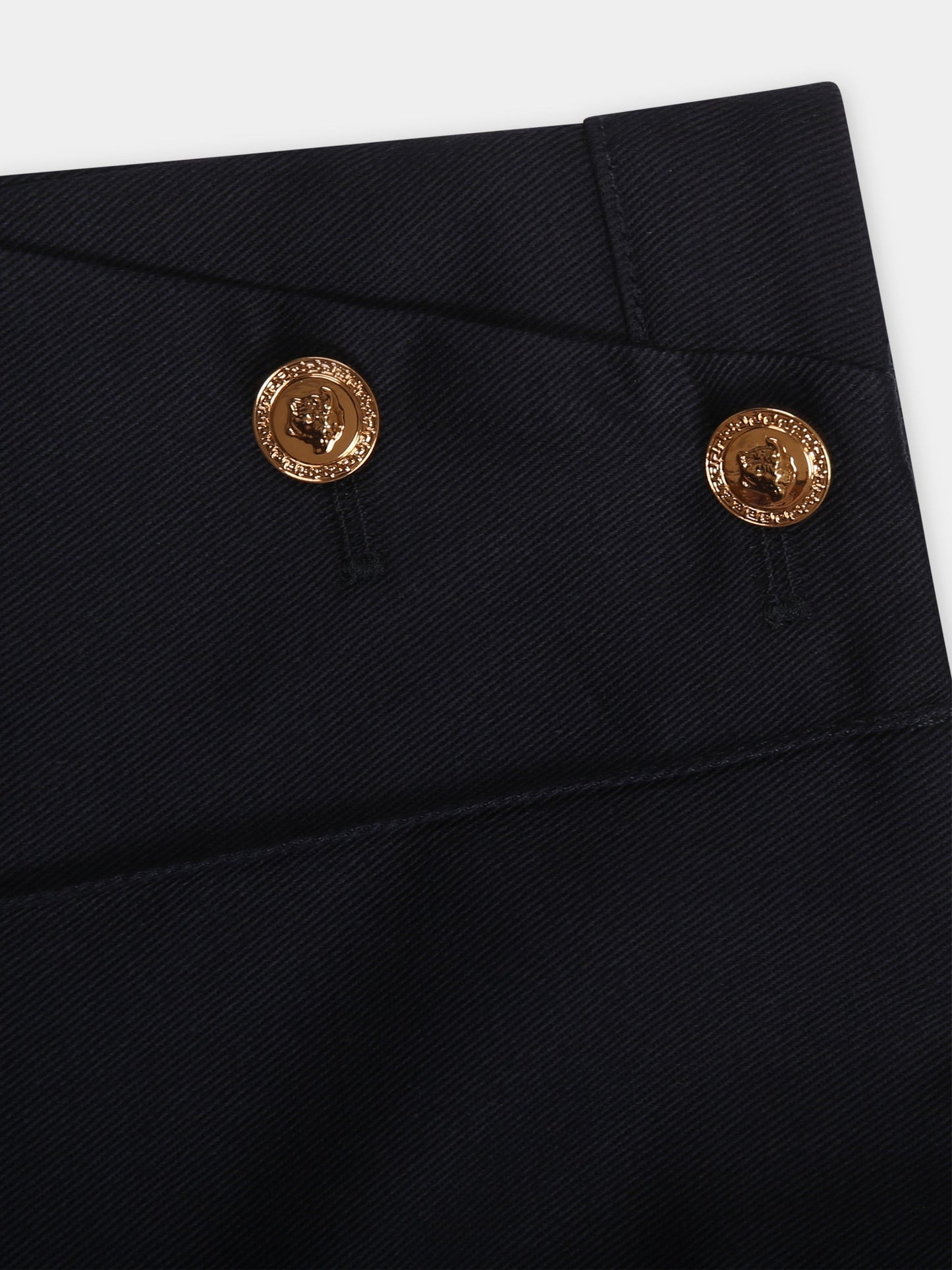 Shorts blu per neonata con bottoni oro,Versace,1014019 1A09209 1U830