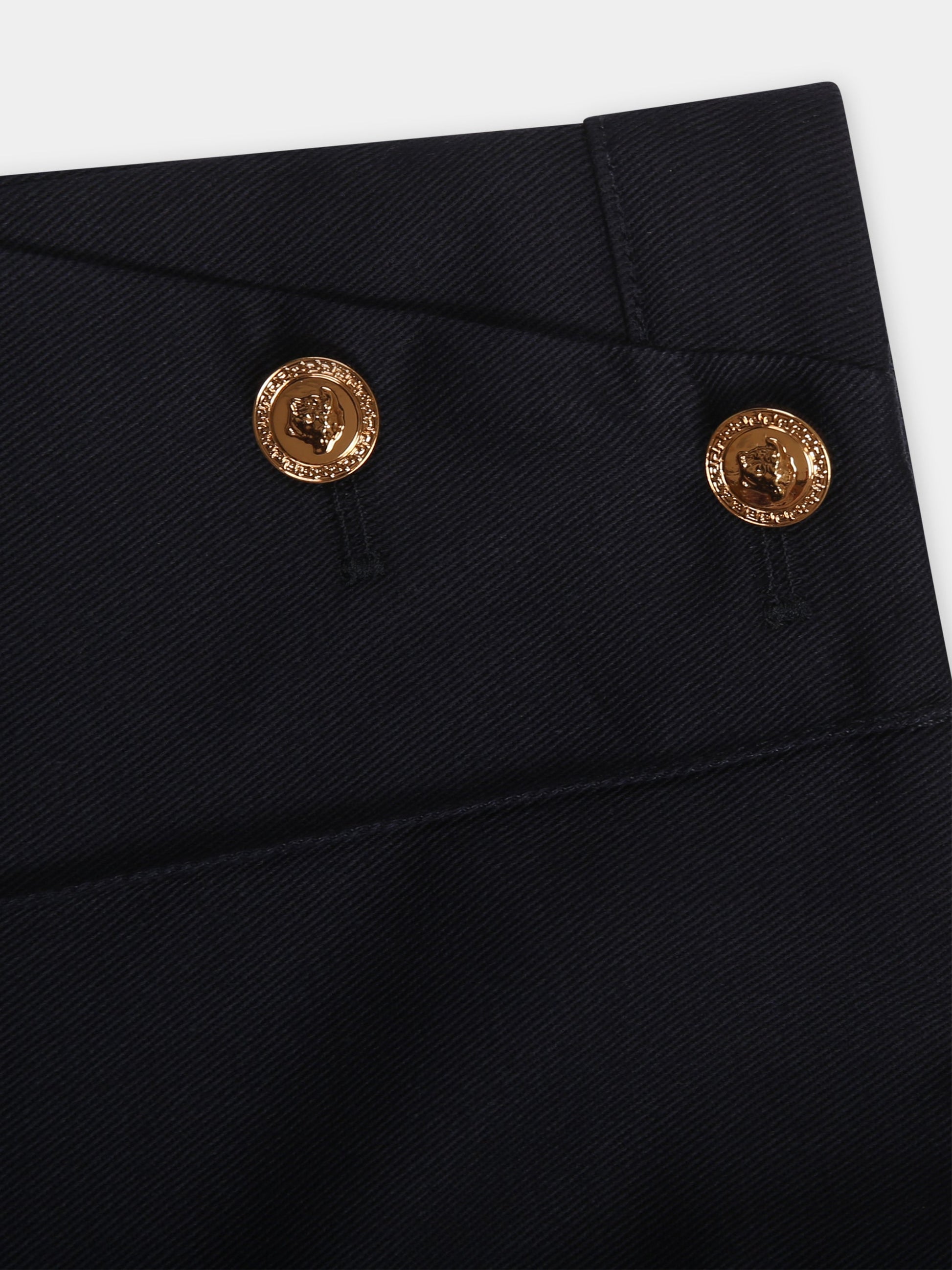 Shorts blu per neonata con bottoni oro,Versace,1014019 1A09209 1U830