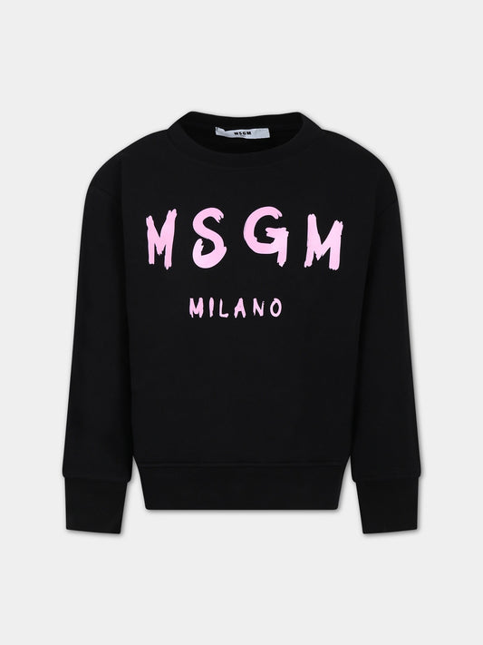 Felpa nera per bambini con logo,Msgm Kids,MS029373 110