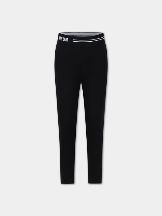 Leggings neri per bambina con logo,Msgm Kids,MS029461 110