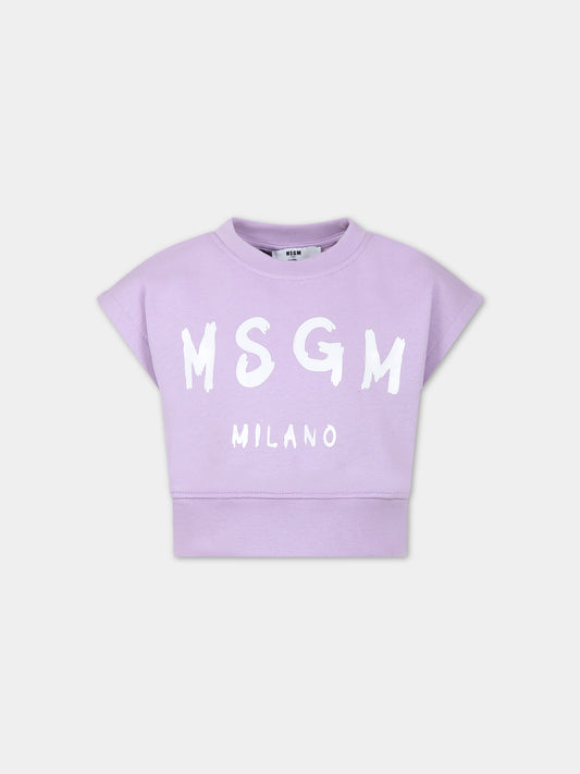 Felpa viola per bambina con logo,Msgm Kids,MS029462 071