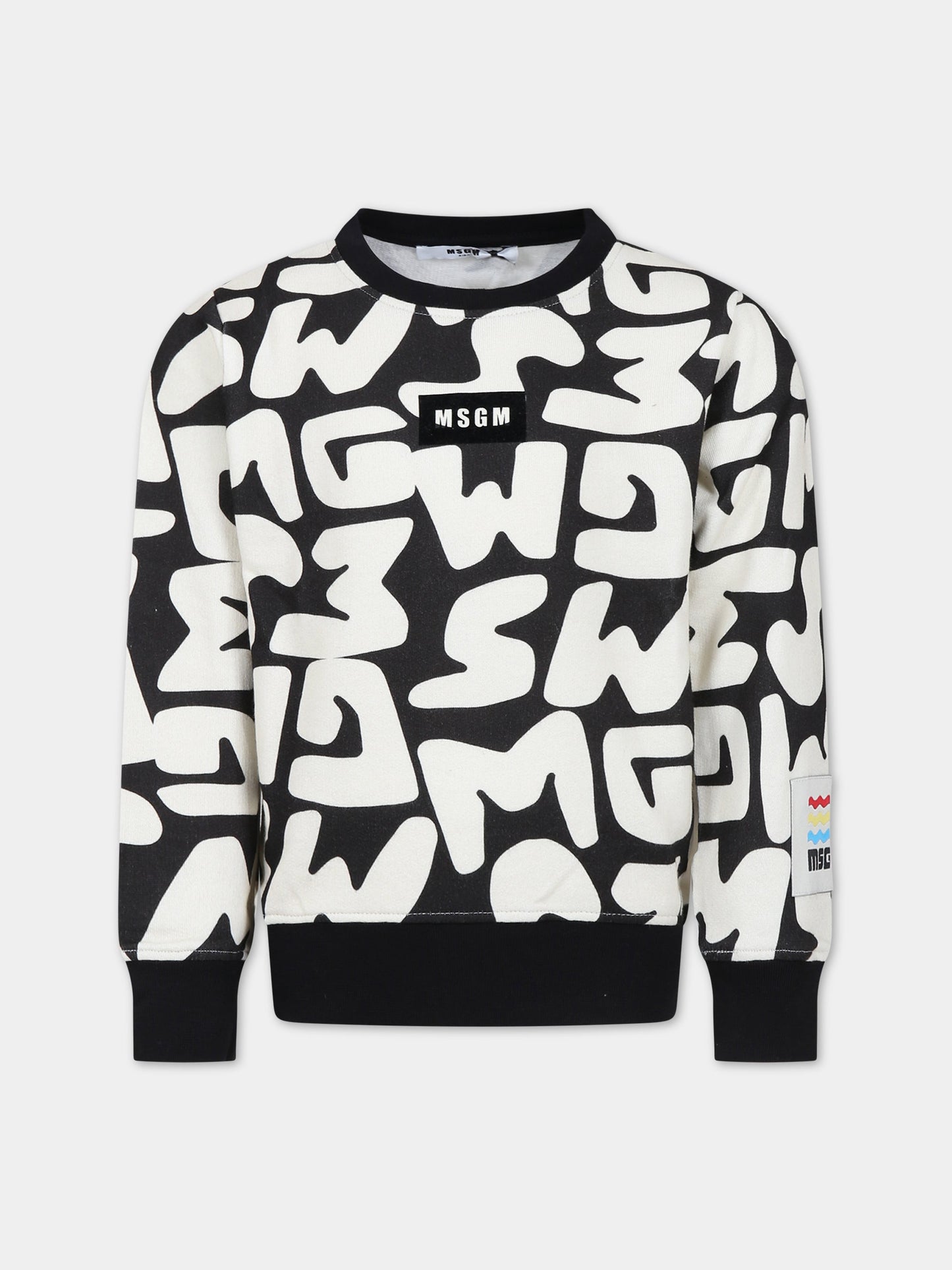 Felpa nera per bambino con logo,Msgm Kids,MS029498 200