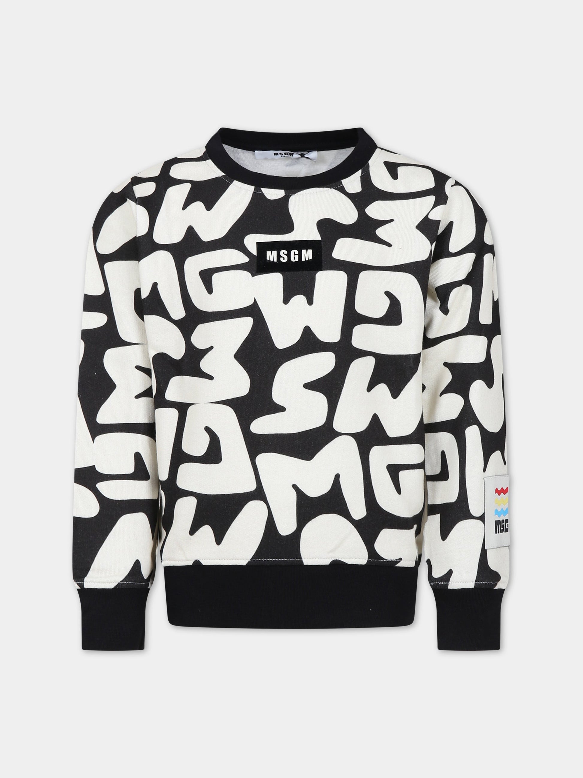 Felpa nera per bambino con logo,Msgm Kids,MS029498 200