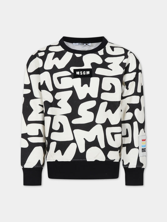 Felpa nera per bambino con logo,Msgm Kids,MS029498 200