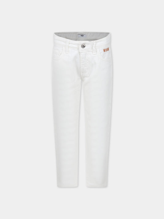 Pantaloni avorio per bambino con logo,Msgm Kids,MS029539 224
