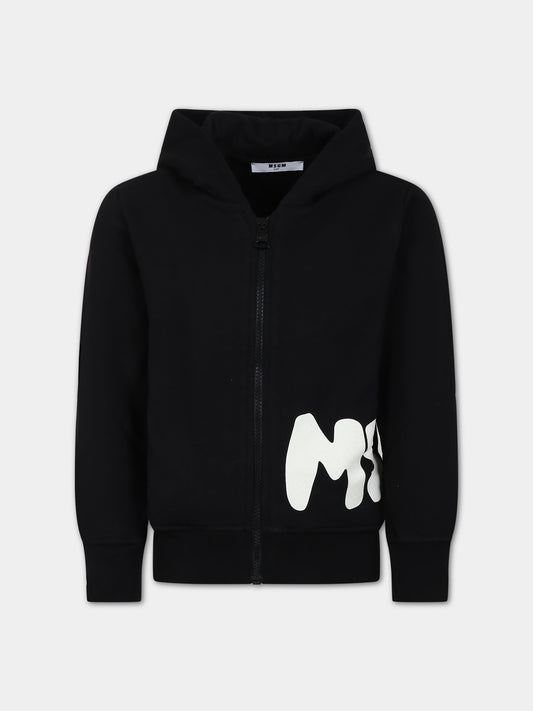 Felpa nera per bambini con logo,Msgm Kids,MS029571 110
