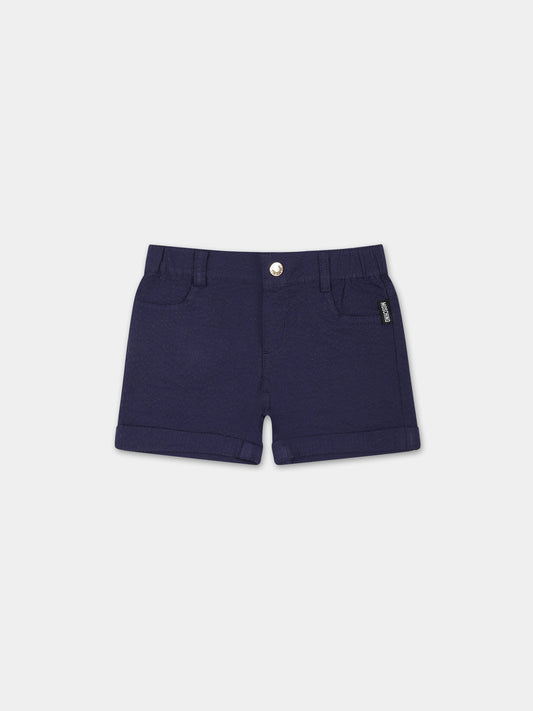 Shorts blu per neonato con patch logato,Moschino Kids,MUQ00T LZA15 40016