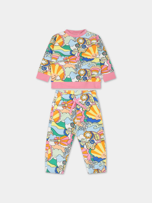 Completo multicolor per neonata con stampa,Stella Mccartney Kids,TS3010 Z1074 101MC