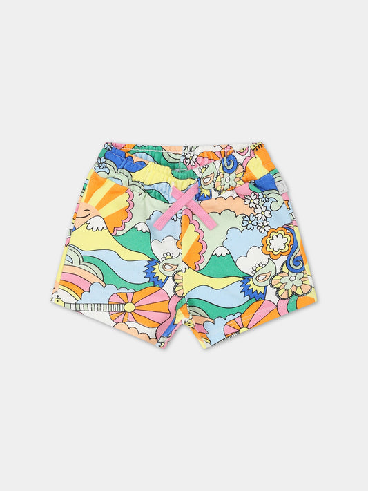 Shorts gialli per neonata con stampa,Stella Mccartney Kids,TS6019 Z1074 101MC