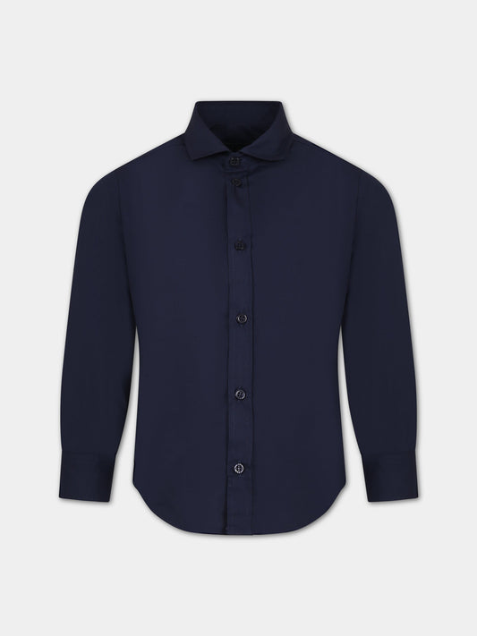 Camicia blu per bambino con logo,Fay Kids,FS5P30 P0013 620