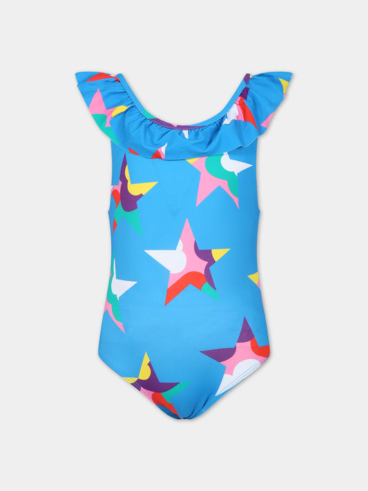 Costume blu per bambina con stelle,Stella Mccartney Kids,TSCA99 Z0867 610MC