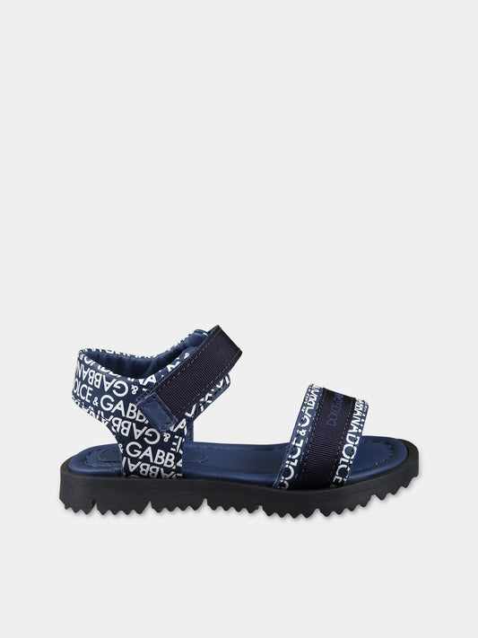 Sandali blu per bambini con logo,Dolce & Gabbana Kids,DL0078 AX182 HBXCW