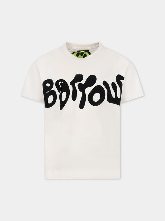T-shirt avorio per bambini con logo,Barrow,S4BKJUTH013 013