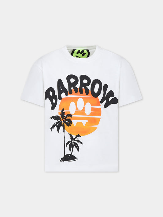 T-shirt bianca per bambino con logo,Barrow,S4BKJUTH006 002