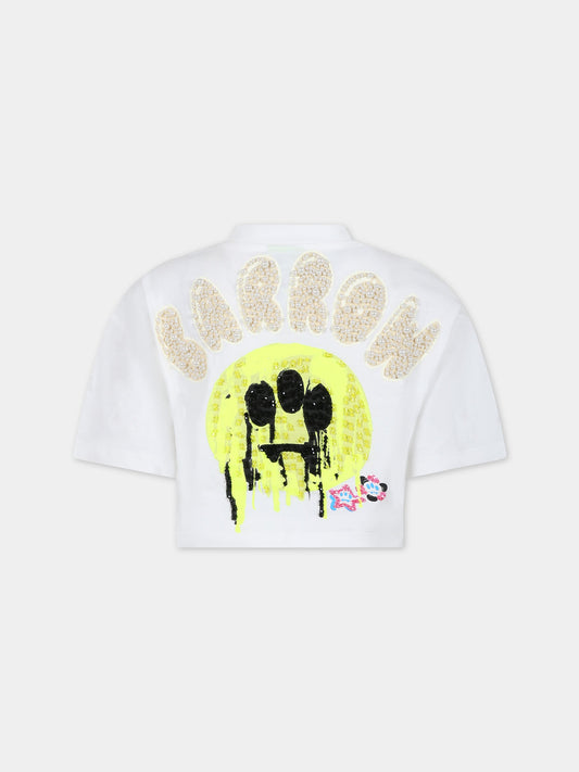 T-shirt bianca per bambina con smile,Barrow,S4BKJGTH122 002